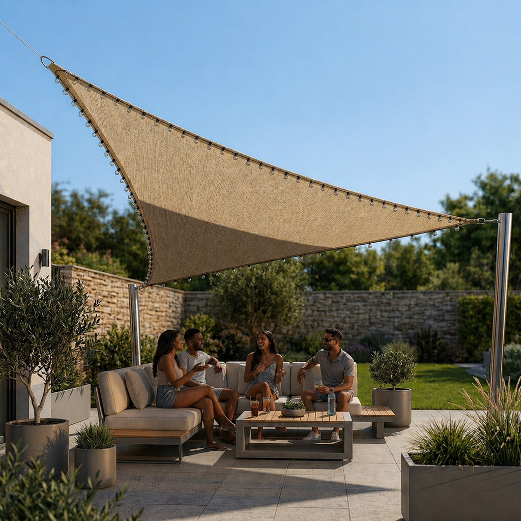 Voile d’ombrage triangulaire 3x3 LED imperméable
