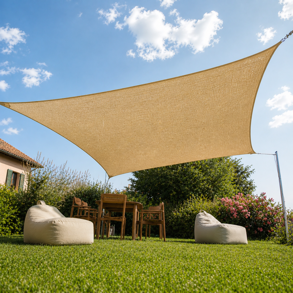 Voile d’ombrage rectangulaire respirante UV & vent