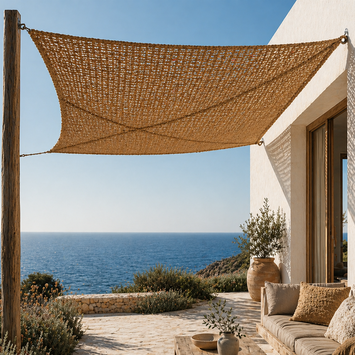 Voile d’ombrage fibre de coco naturel