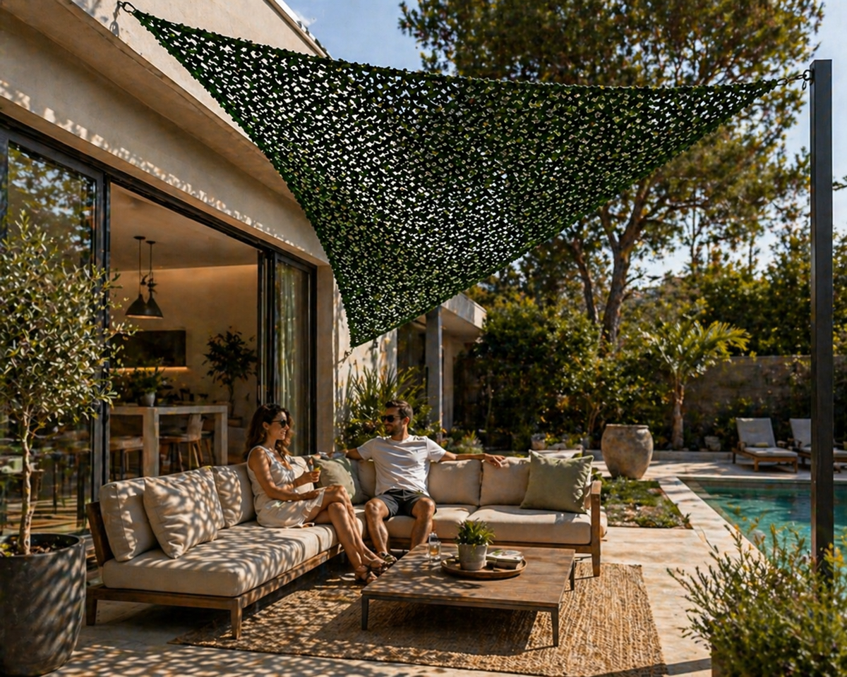 Voile d’ombrage triangulaire camouflage militaire légère