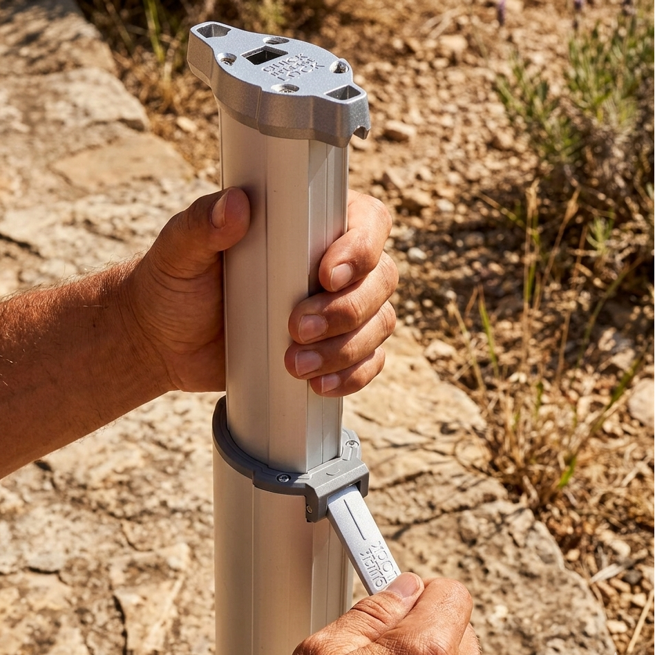 Mât télescopique aluminium voile d’ombrage réglable