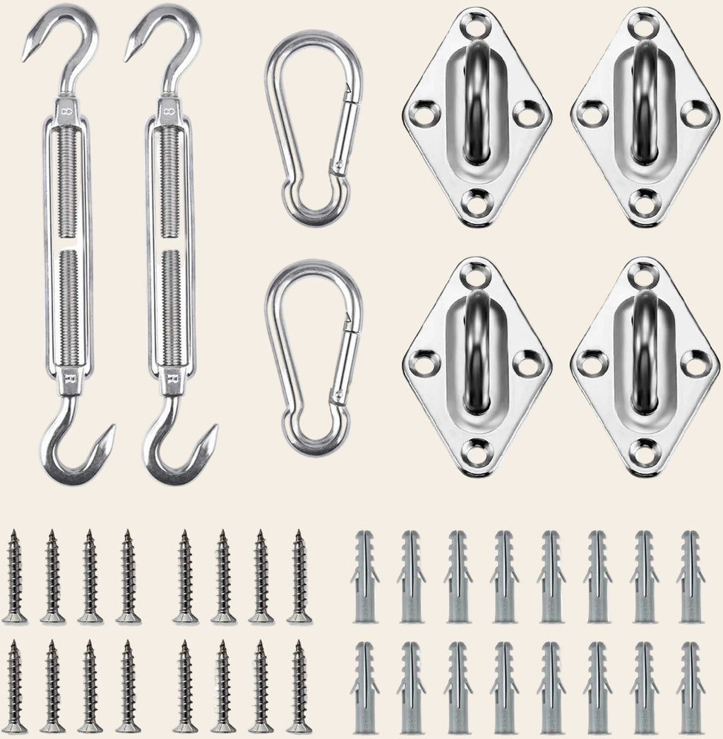 Kit Fixation Voile d’Ombrage Inox 304 – Résistant Vent